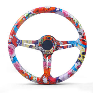 Volant en acrylique de 14 pouces avec bouton de klaxon rouge 345 mm Modification de voiture pour les jeux Anime Dessins animés Compétitions de course - Product Image 2