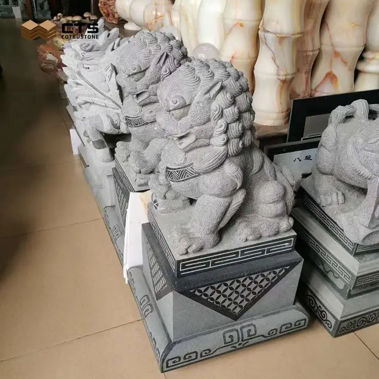 Granite Kích Thước Cuộc Sống Foo Dog Bán Đá Tượng