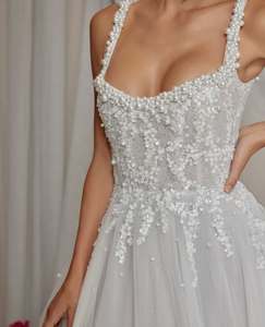 Abito <span class=keywords><strong>da</strong></span> <span class=keywords><strong>Sposa</strong></span> Mily Bridal MFR005 di Lusso con Perline, in Tulle Avorio, Elegante, Curvy, Boho, Glitterato per <span class=keywords><strong>Donne</strong></span> - Product Image 4