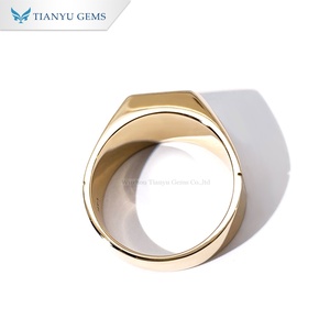Tianyu Gems Custom Men's 14K Yellow <b>Gold</b> <b>Cocktail</b> <b>Ring</b> Emerald Cut Diamond Geometric Bezel Setting Classic Style - Product Image 3