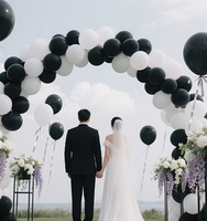 Ensemble de 40 ballons noirs et blancs de grande taille, décorations de fête réutilisables pour les mariages, les anniversaires, les douches, Noël, Halloween