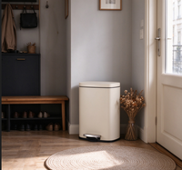 Poubelle à pédale 5L en acier inoxydable, couleur métallique, avec seau intérieur à fermeture douce
