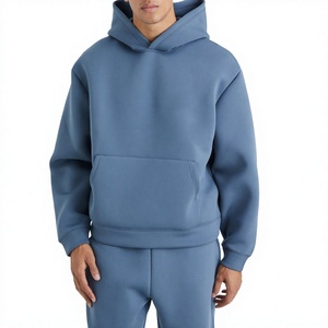 Ensemble de survêtement bleu pour homme, pull et pantalon de couleur unie, décontracté, respirant, poids moyen, coupe régulière - Product Image 3