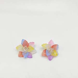 Fashion Stud Earrings 316L Stainless Steel PVD Gold Plating Sustainable Resistant Multi Color <b>Flower</b> Design - Product Image 1