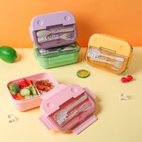 Double bouteille d'eau pour enfants Boîte à lunch en plastique pour micro-ondes Casse-croûte Sandwich Conteneur alimentaire avec porte-bouteille d'eau