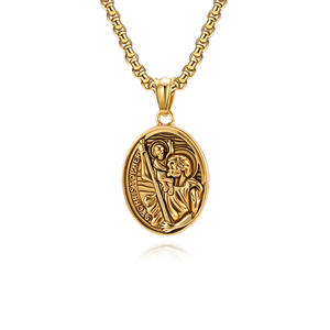 Kalung liontin perhiasan modis besi tahan karat tahan air religius <span class=keywords><strong>St</strong></span> <span class=keywords><strong>Christopher</strong></span> Katolik antik liontin untuk pria grosir - Product Image 6
