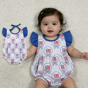 RTS Boutique ชุดเสื้อผ้าเด็กทารกธีมธงชาติอเมริกาสำหรับวันชาติอเมริกา 4 กรกฎาคม ชุดบอดี้สูทเด็กแรกเกิด ขายส่งเสื้อผ้าเด็ก - Product Image 1