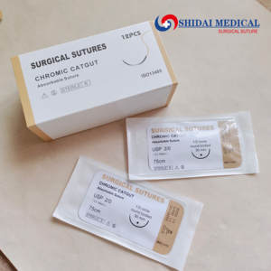 Sutura Quirúrgica de <span class=keywords><strong>Catgut</strong></span> Crómico Absorbible Estéril con Aguja - Product Image 1