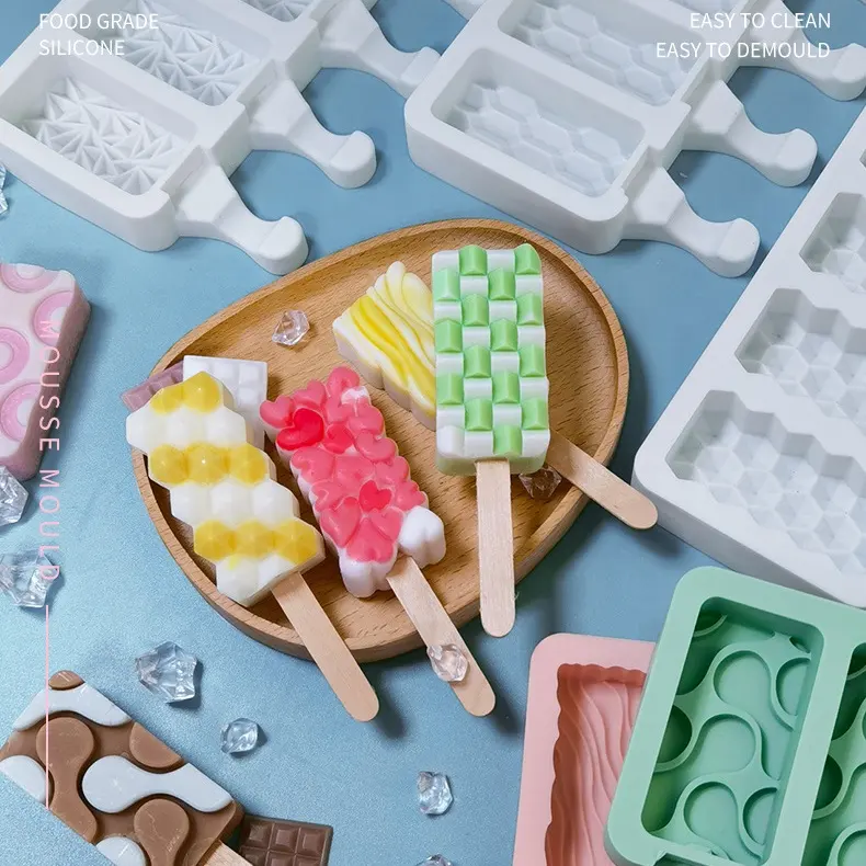 Cetakan silikon es krim baru untuk grosir pabrik kemasan Logo kustom pembuatan permen es loli es Swakarya