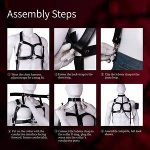 Correas de sujeción corporal con pulso eléctrico, ajustables, de cuero, con dispositivo de descarga eléctrica, lencería de bondage para juegos de dolor en pareja. - Product Image 5