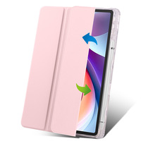 Étui à trois volets pour Lenovo Tab M11 2024 TB-330FU / Lenovo Tab K11 LTE TB-330XU avec coque arrière transparente et support pour stylet