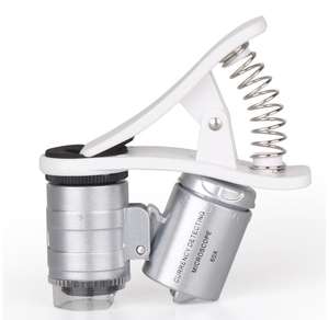 <span class=keywords><strong>Loupe</strong></span> portable LED UV Lights Universal Clip-On 60X Microscope <span class=keywords><strong>Loupe</strong></span> pour téléphone portable Smartphone - Product Image 1