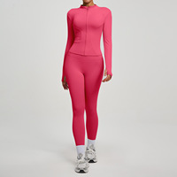 Ensemble de yoga taille haute rehausseur de silhouette en Spandex/Polyester, très élastique, respirant, infroissable et uni, pour le sport