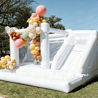 Château Gonflable Blanc Commercial avec Piscine à Balles, Toboggan Aquatique et Piscine – Idéal pour Mariages et Locations