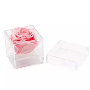Mini caixa acrílica de rosas para flores e presentes