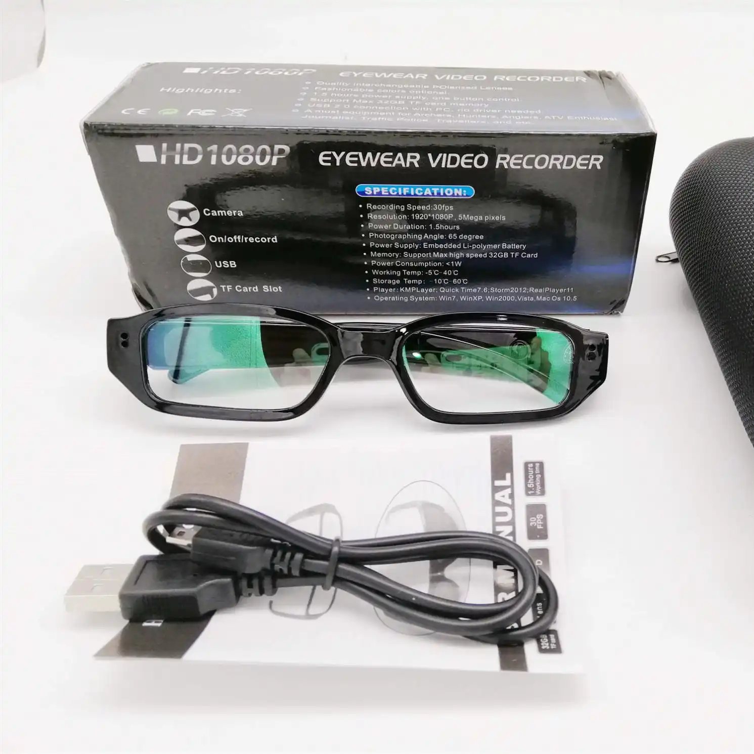 Draadloze Mini Onzichtbare Lichaam Gedragen Hd 1080P Spy Verborgen Camera Bril