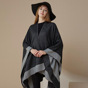 Poncho enveloppant châ<span class=keywords><strong>le</strong></span> femme Ruana Cape Cardigan pull ouvert devant pour automne hiver printemps pour femme Poncho - Product Image 1