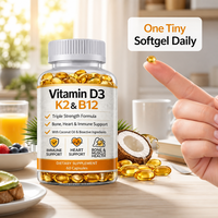 Capsules de Vitamine D3 K2 B12 en Gélules Molles à Marque Blanche 5000 UI à Base d'Huile de Coco, Logo Personnalisé, Supplément OEM ODM