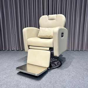 Poltrona da Barbiere Elettrica Moderna Beige con Pompa Idraulica Regolabile in Altezza per Salone di Bellezza - Product Image 3