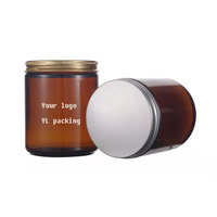 Nouveaux pots cosmétiques et à bougies en verre ambré transparent de forme ronde, avec des tailles personnalisables et des couvercles à vis en aluminium argenté/doré/noir