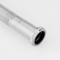 Tuyau de vidange flexible en acier inoxydable et laiton poli, à ressort, avec siphon en S, résistant à la corrosion, 50/80 cm, pour cuisine et salle de bain