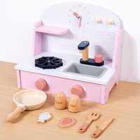 Ensemble de cuisine en bois pour enfants mini-poêle portable avec pots et ustensiles réalistes pour l'apprentissage précoce de la cuisine jouet