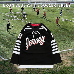 เสื้อฟุตบอลทีมเยอรมนีสีน้ำเงินขาวลายทางคลาสสิกแบบขายส่งสั่งทำพิเศษ ระบายอากาศได้ดี ซับเหงื่อได้ดี พิมพ์ลายแบบ Sublimation เต็มตัว - Product Image 2