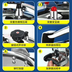 Pressure Cooker 5L Explosion Proof Stainless Steel Commercial Restaurant Use Gas <b>Induction</b> Compatible - Product Image 4