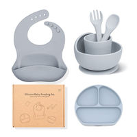 Antichute Table Porter Plats Bavoir Assiette Bol Cuillère Sippy Cup Fourchette Ensemble Complet Silicone Enfants Salle à Manger Toddler Baby Feeding Set