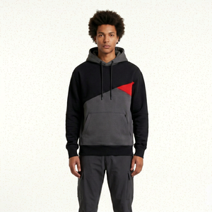 Forro Polar Unisex Personalizado OEM de 430GSM, Tejido Invertido Grueso, Spandex/Poliéster, Diseño Asimétrico de Bloques de Color 2 en 1, Ropa Urbana de Lujo - Product Image 1