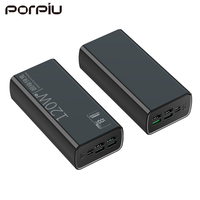 Chargeur de banque d'alimentation portable PORPIU avec logo personnalisé 30000mah Power Bank ABS Power Station avec interface USB LED et fonction d'affichage