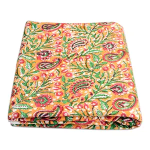 Thuis Textiel Paisley Blok Bedrukt Katoen Stof Per Tuin Multi Color Indiase Handgemaakt Loopmateriaal Voor Kleding Groothandel