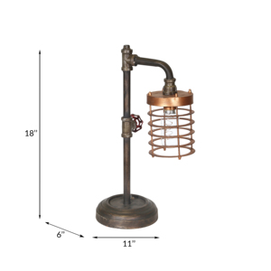 Lampada da Tavolo in Metallo con Gabbia in Rame, Stile Industriale, per Camera da Letto e Soggiorno - Product Image 6
