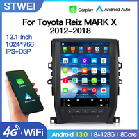 Autoradio multimédia STWEI pour Toyota Reiz MARK X 2012-2018, GPS automatique, enregistreur de bande, Carply, style Tesla, Android 13, Navi BT