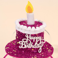 Diadema creativa de doble capa con diseño de pastel de cumpleaños y velas de fieltro para el primer cumpleaños, accesorio para fotos, recuerdo de fiesta