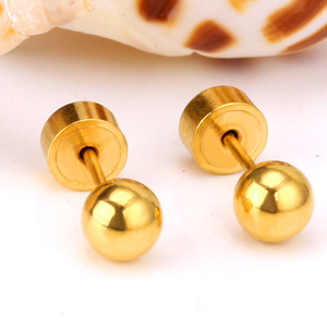Pendientes de Moda con Forma de Bola, Acero Inoxidable, Diseño Minimalista para Mujer, Venta al Por Mayor - Product Image 2