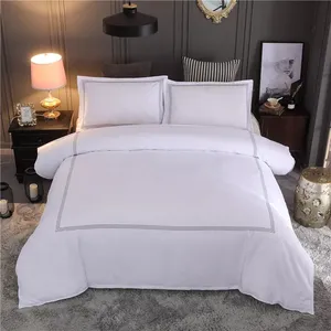 Set di biancheria da letto in lino bianco tinta unita 100% cotone king size all'ingrosso