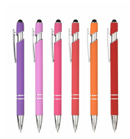 Stylo bille en métal avec gravure laser personnalisée, logo promotionnel, encre noire, pointe de 1,0 mm, stylo gel tactile en caoutchouc souple 2 en 1