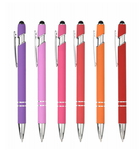 Reklam Hediye Promosyon Metal Özel Logolu Tükenmez Kalemler Metal Alüminyum Toptan 2'si 1 Arada Yumuşak Kauçuk Dokunmatik Ekran Kalemi - Product Image 1