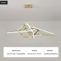 Suspension LED en acier inoxydable doré au design géométrique, style italien minimaliste pour salon et restaurant