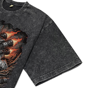 Camiseta Superior 100% Algodón con Estampado de Punto, Hombros Caídos, Ajuste Holgado, para Hombre, Personalizada con Lavado Ácido y Teñido de Prenda, Proveedor Líder - Product Image 5