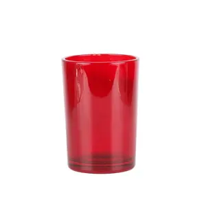 Custom Glazen Kaarsvat Rood Gekleurd Glas Votive Kaarshouders Klassieke Cilinder Vorm Kaars Potjes