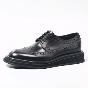 Chaussures en cuir véritable pour hommes, de luxe, de haute qualité, tendance, décontractées, à la mode, à semelle épaisse, légères, en vente - Product Image 4
