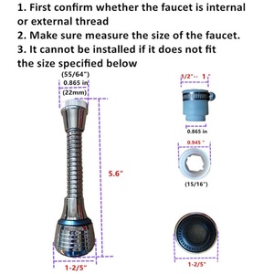 Aérateur de Robinet Rotatif à 360° Économiseur d'Eau, Diffuseur, Filtre, Adaptateur Flexible pour Robinet, Pulvérisateur - Product Image 3