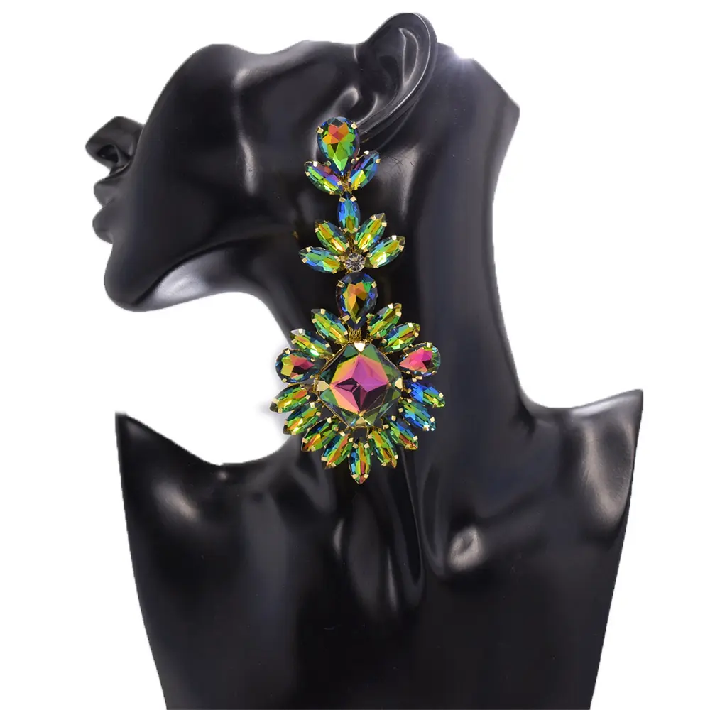 Luxury Crystal Long Drop Earrings Women Fashion Statement Earrings Wedding Party Gifts Accessory rhinestones Jewelry
