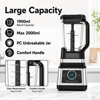 Blender Smoothie 6 Pisau Baja Tahan Karat Bersertifikasi CE, Kontrol Touchpad 3 Kecepatan, Kapasitas Besar untuk Penggunaan Komersial dan Rumah Tangga