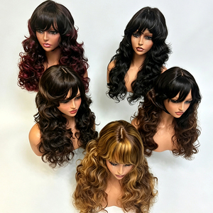 Promotion 78$ Letsfly Perruques en dentelle 1x3 de 22 pouces, ondulées et volumineuses, avec frange 1BT99J #   Cheveux humains naturels en gros, cheveux vierges - Product Image 1