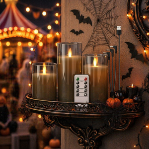 Velas LED de Cristal con Forma de Pilar, Recargables, de Larga Duración, con Control Remoto y Llama Móvil, con Certificación CE, ROHS y FCC, para Tiendas - Product Image 1