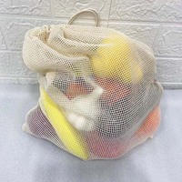 20*25cm Beige Eco-vriendelijke katoenen mesh zakjes met trekkoord, op maat gemaakte logo, herbruikbaar voor noten, fruit, producten, cadeauzakjes, stofzak, yoga.