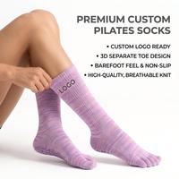 Chaussettes de Pilates antidérapantes à 5 doigts avec logo personnalisé, respirantes, pour barre et yoga, pour femmes, avec compression, OEM, en gros pour studio